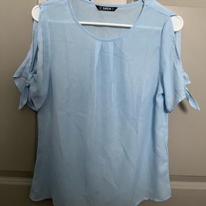 Shein sheer blue blouse
